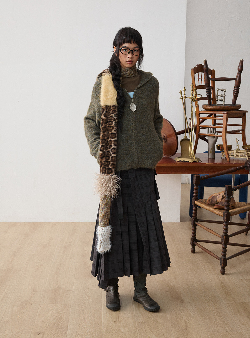 Boucle Alpaca Daily Hooded Zip Up (2color)