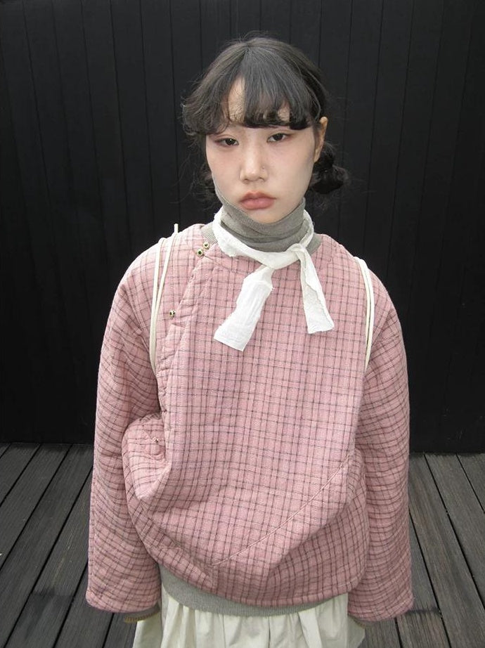 3months | PINK PLAID COTTON JACKET【ID:TN00034】