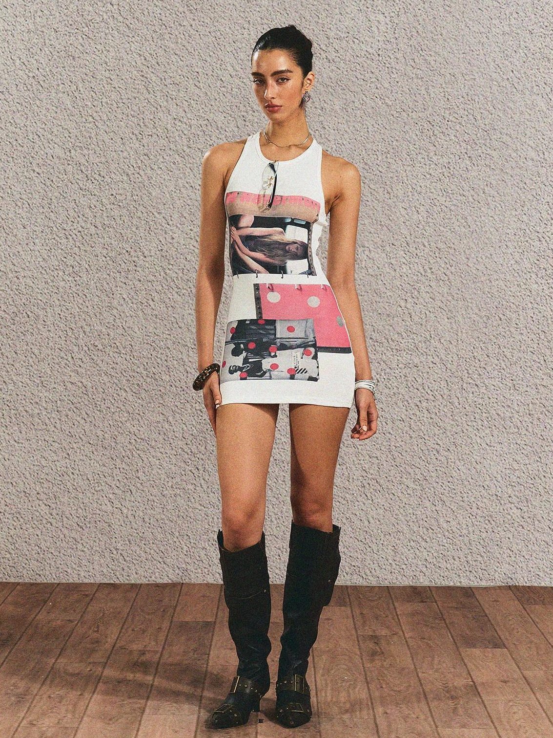 High Waist Cotton Blend Street Style Slim Fitted Citywalk White Mini Dresses