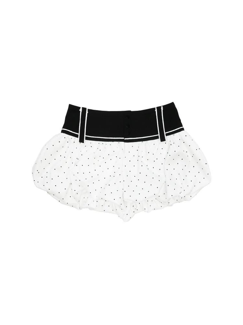 Lined Pleated Low Rise Bubble Hem Relaxed Fit Casual White Woven Mini Shorts