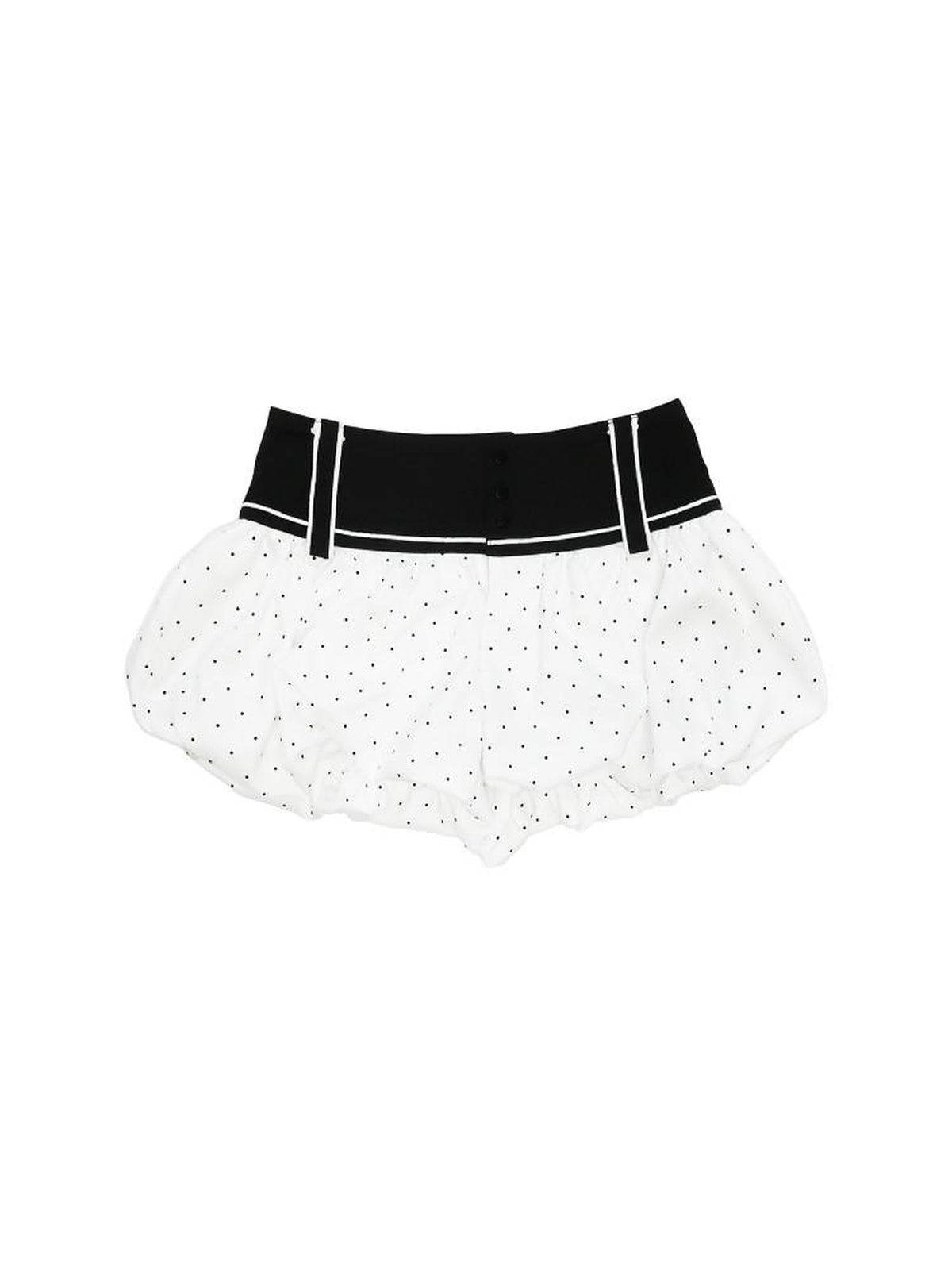 Lined Pleated Low Rise Bubble Hem Relaxed Fit Casual White Woven Mini Shorts