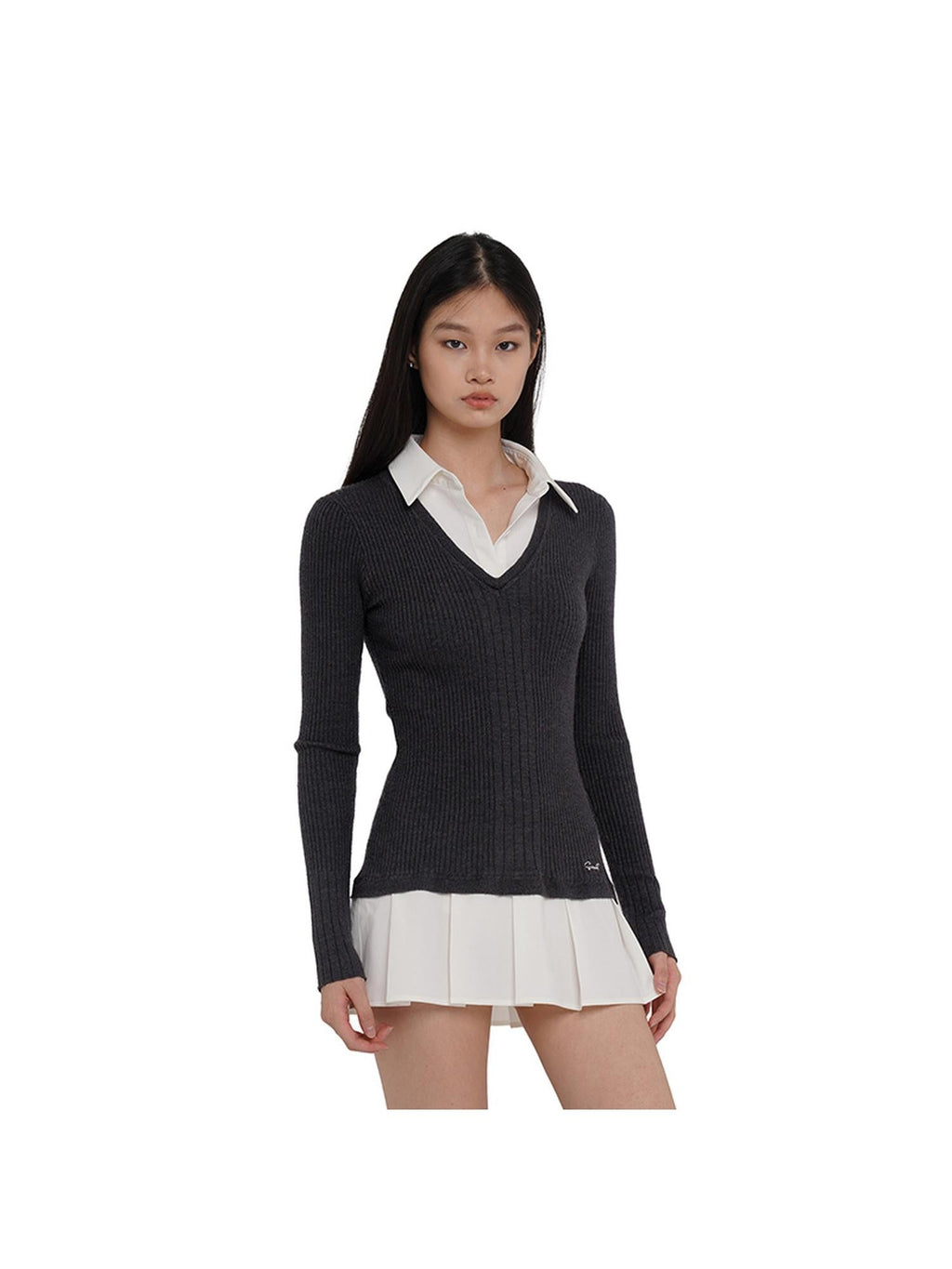 Knitted Shirt With Pleated Skirt Dress