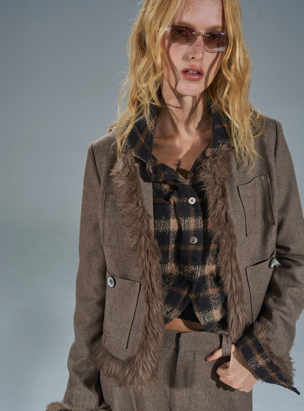 Black & Brown Check Arched Silhouette Shirt