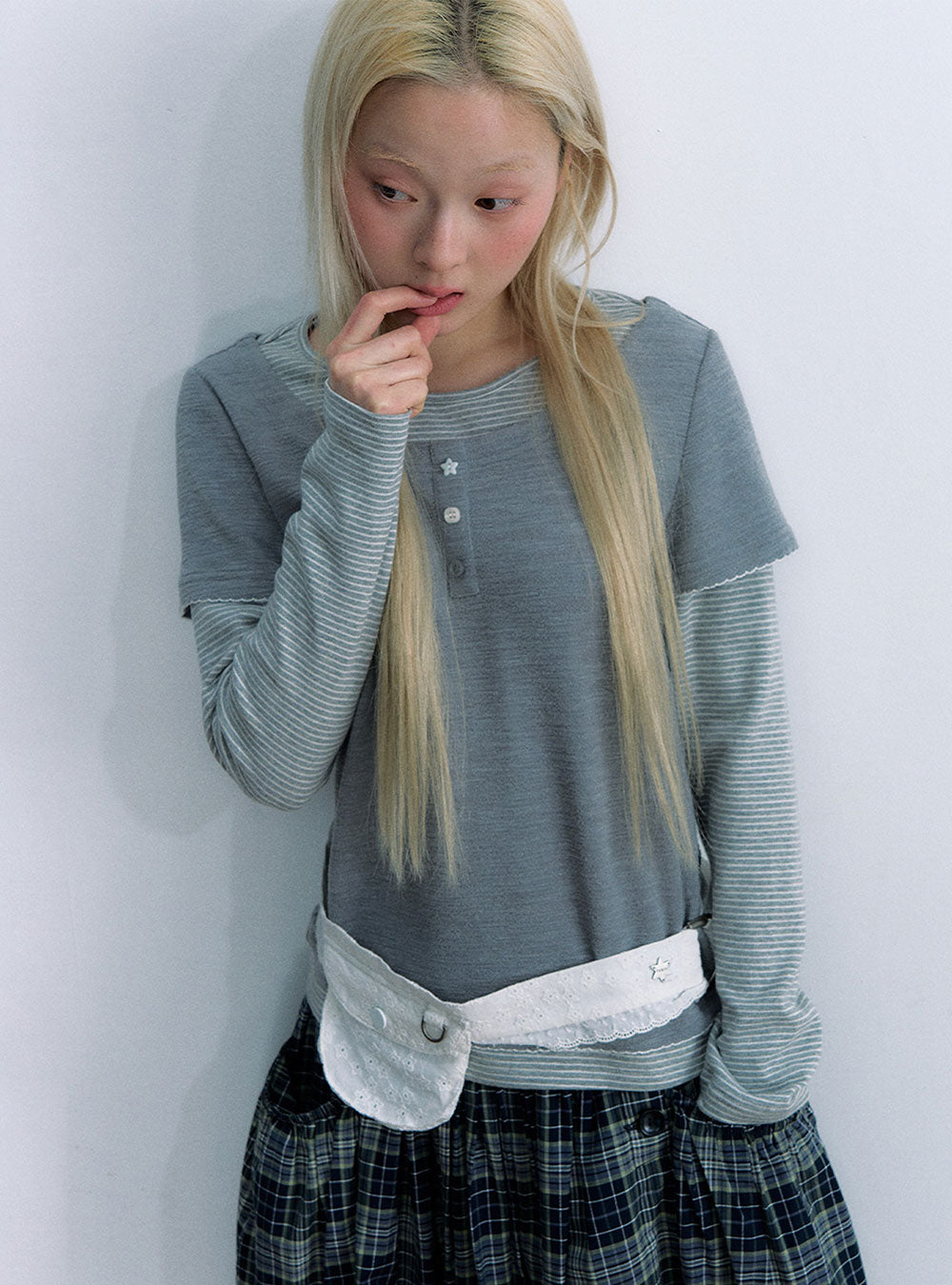 Layered Stripe Button Top (2color)