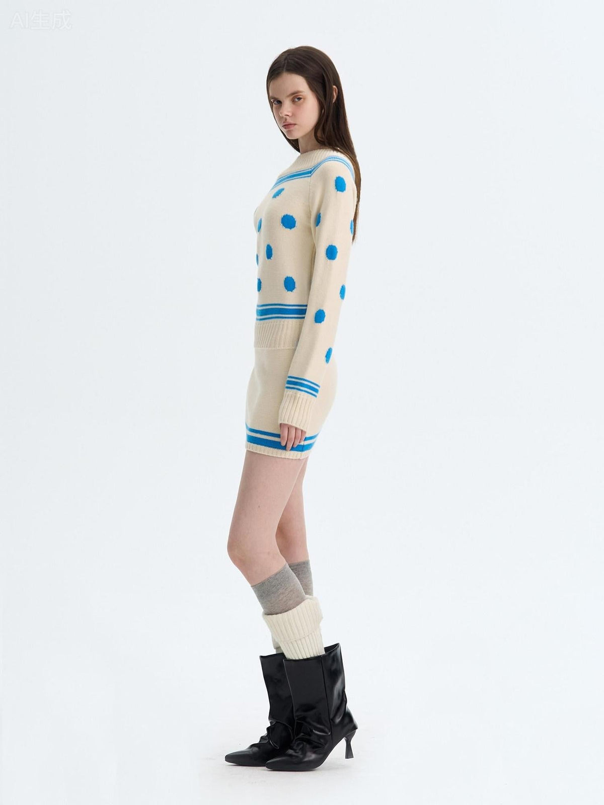 Soft Wool Blend Colorblock Vintage Slim Fit Long Sleeve Women Knit Sweaters