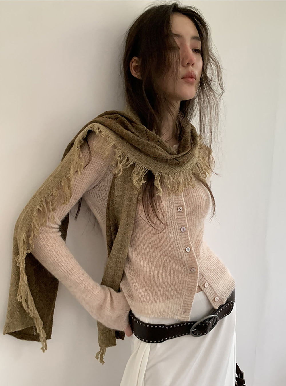 Wool Plush Contrast Scarf (2color)