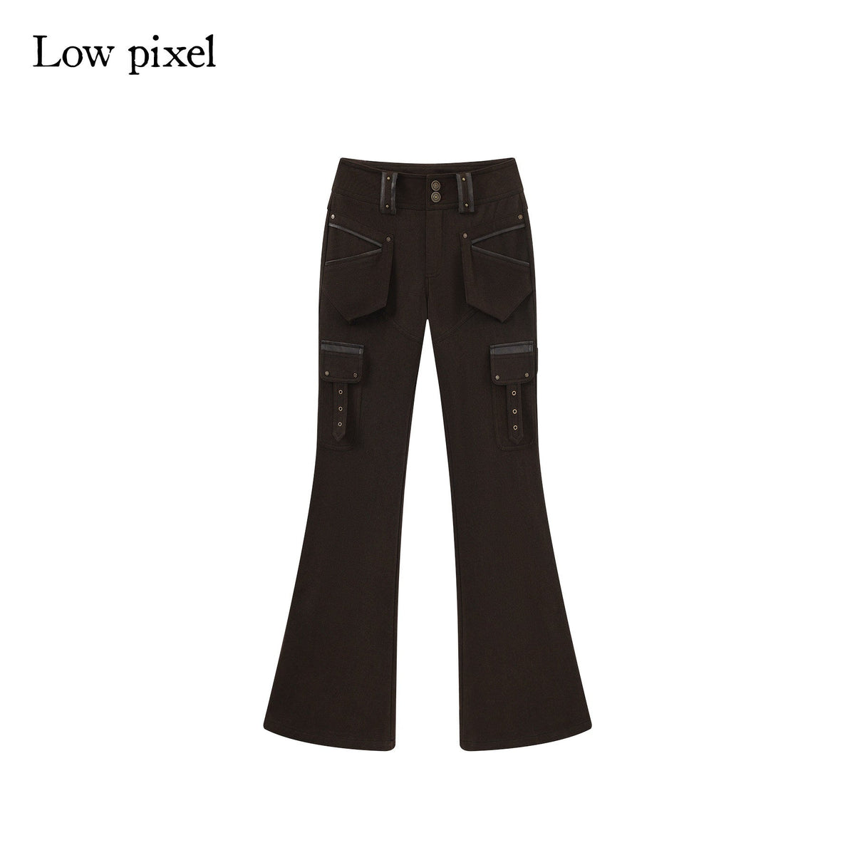 Slim Low Rise Cotton Flare Street Style Zipper Brown Women Cargo Pants