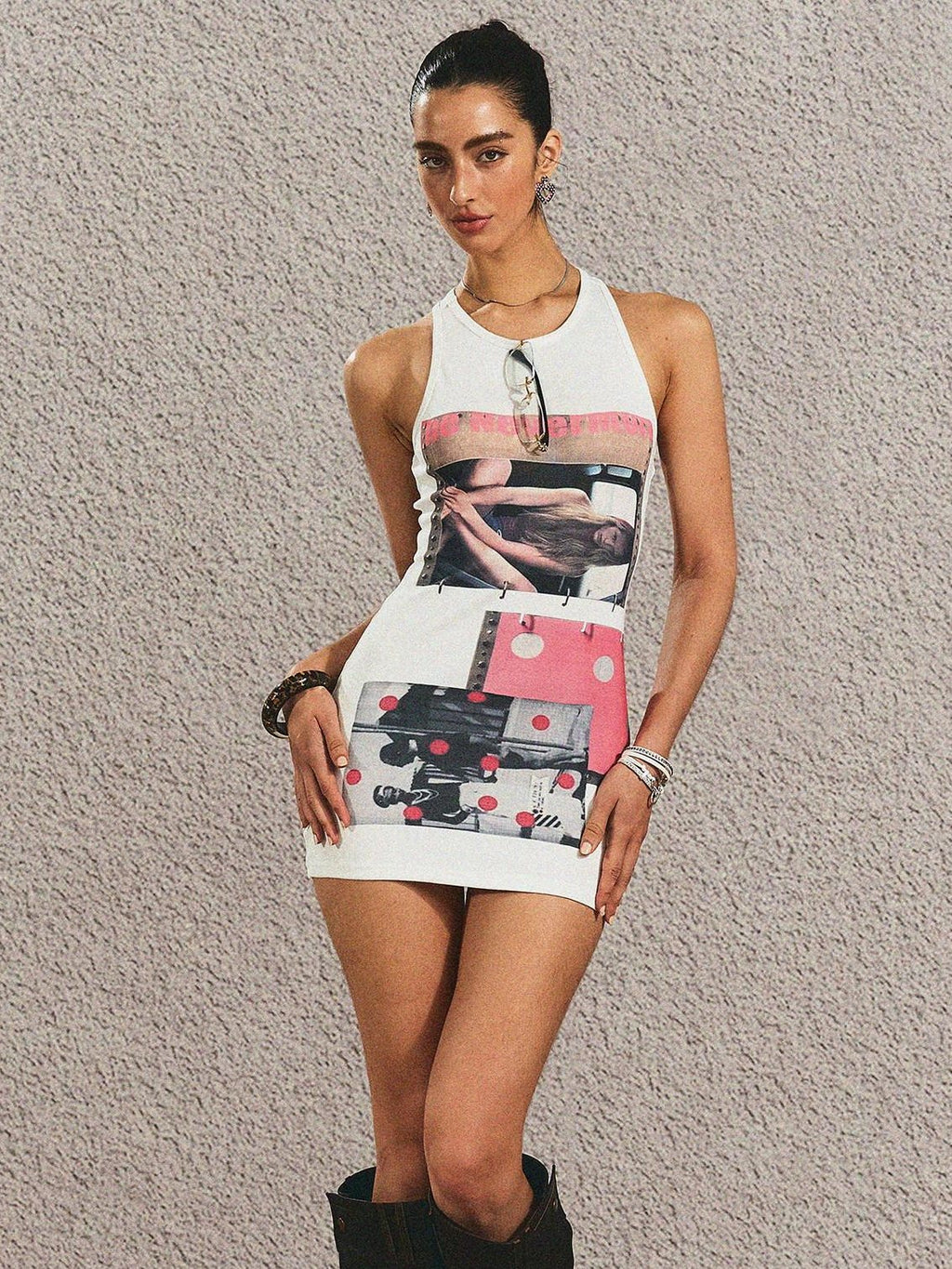 High Waist Cotton Blend Street Style Slim Fitted Citywalk White Mini Dresses