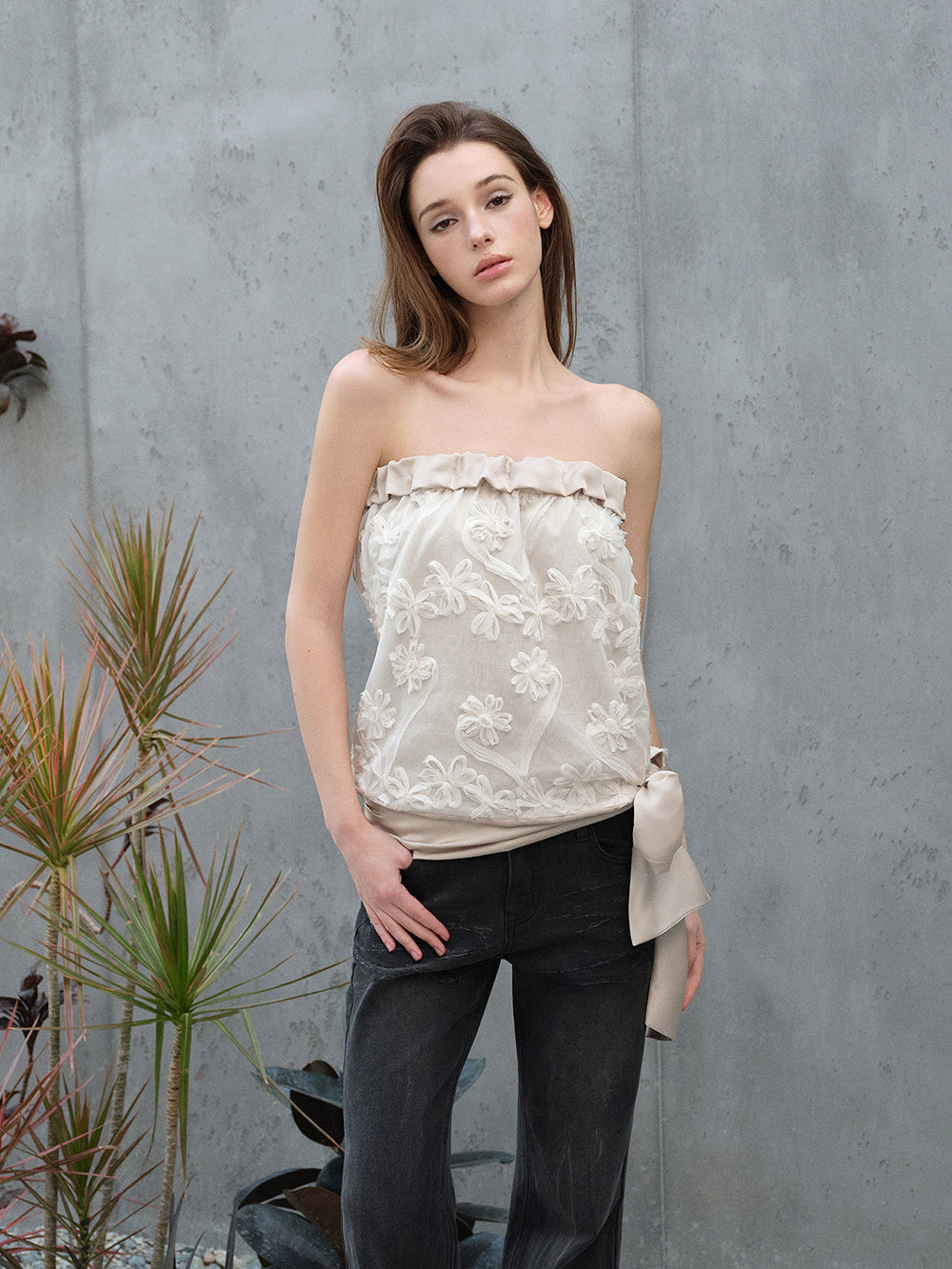Silk Veil Bloom Strap Bandeau