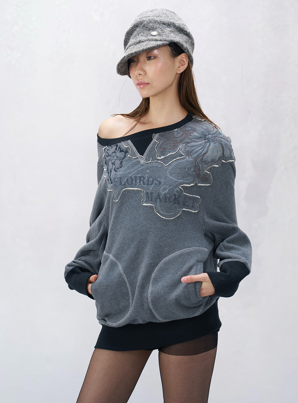 Off Shoulder Letter Sweatshirt