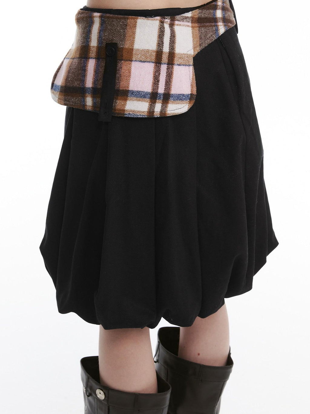 Cute Bow Plaid Cropped Lapel Top High Waist Skirt Unisex Top & Skirt Sets
