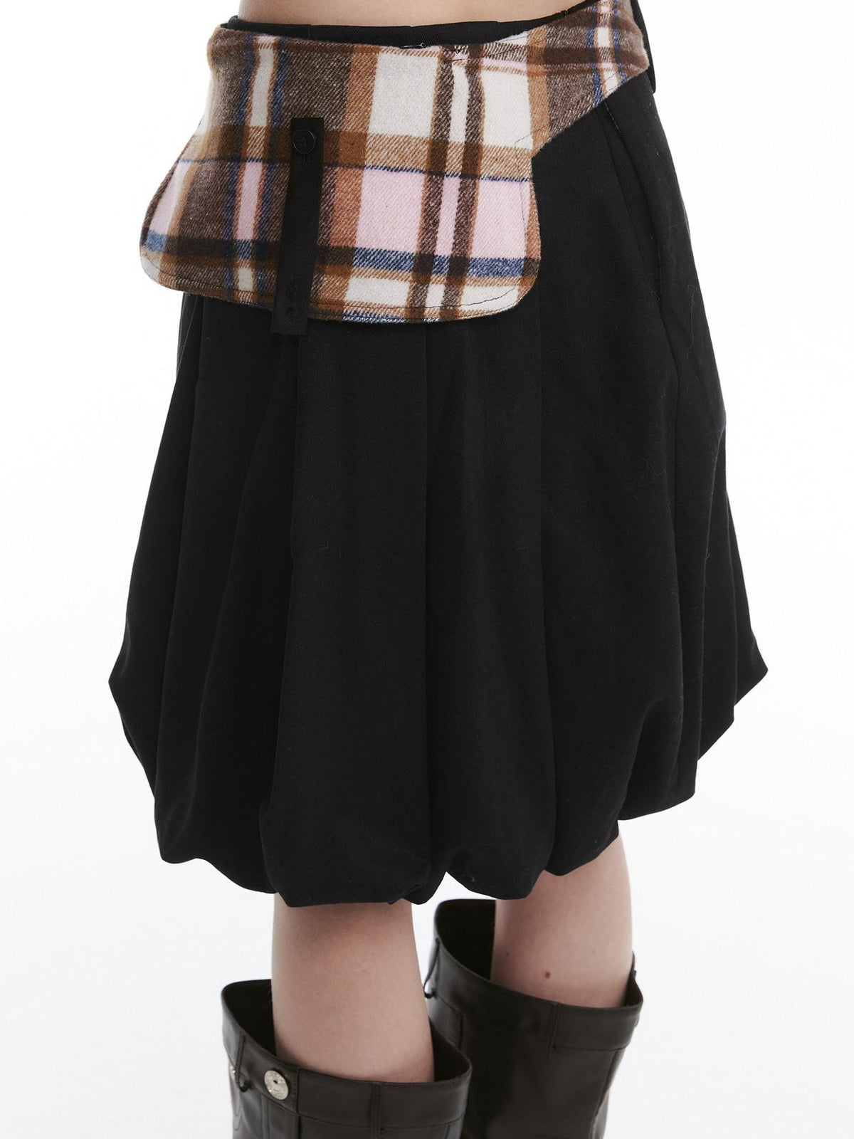 Cute Bow Plaid Cropped Lapel Top High Waist Skirt Unisex Top & Skirt Sets