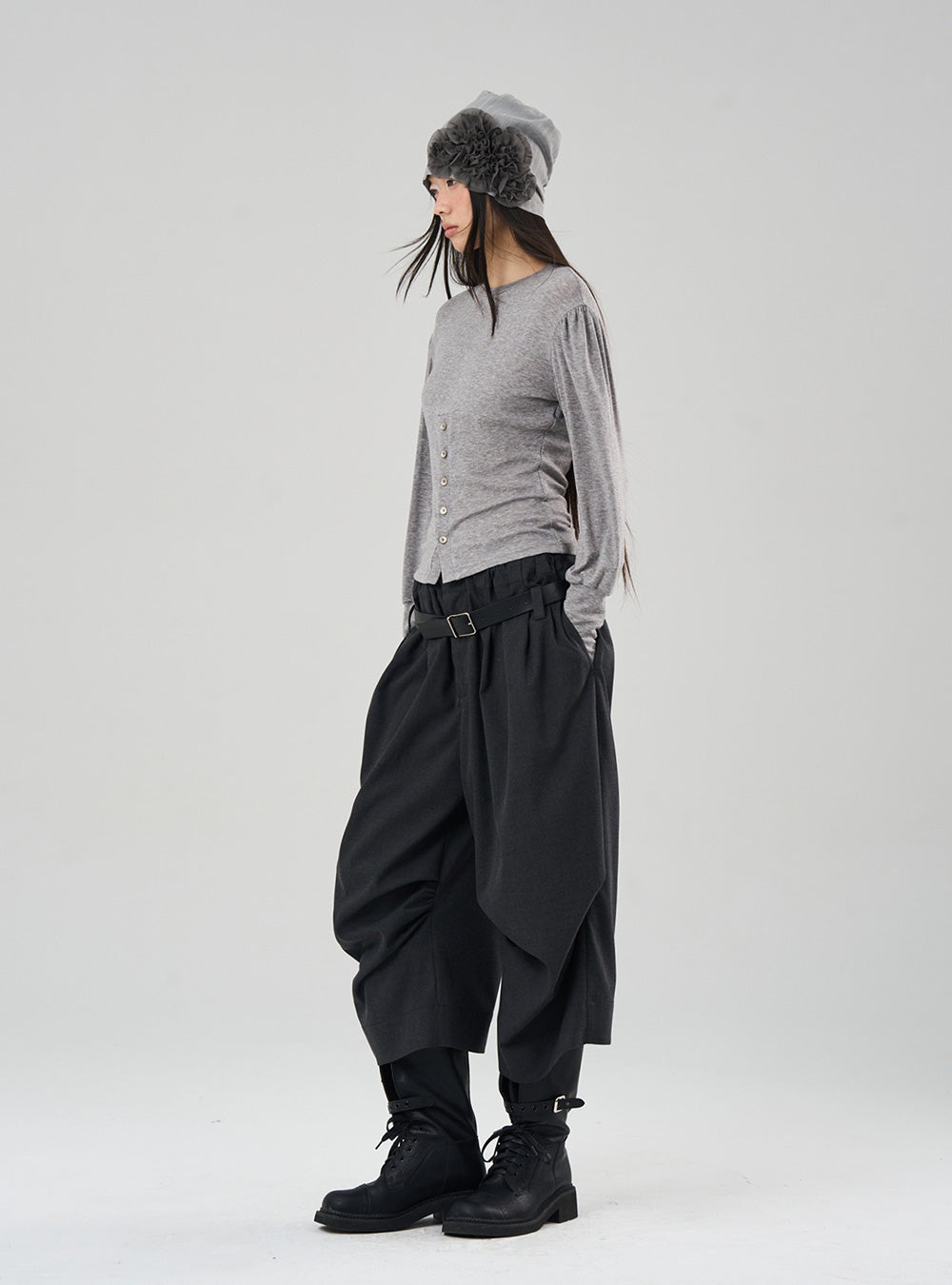 Pleated Balloon Cropped Casual Pants