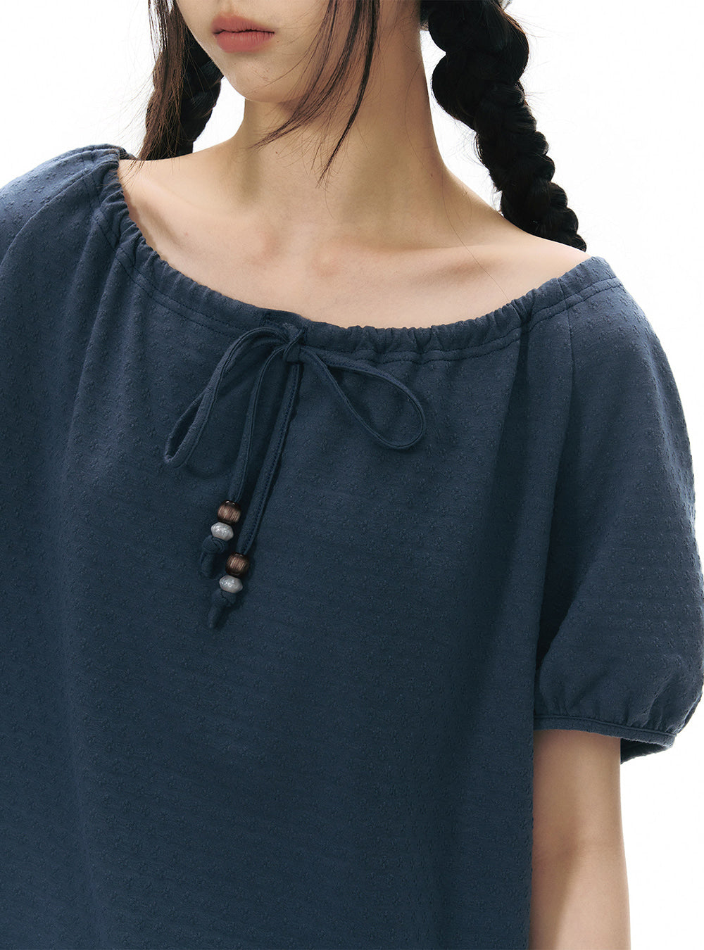 Layered Stripe Sleeve String Top (2color)