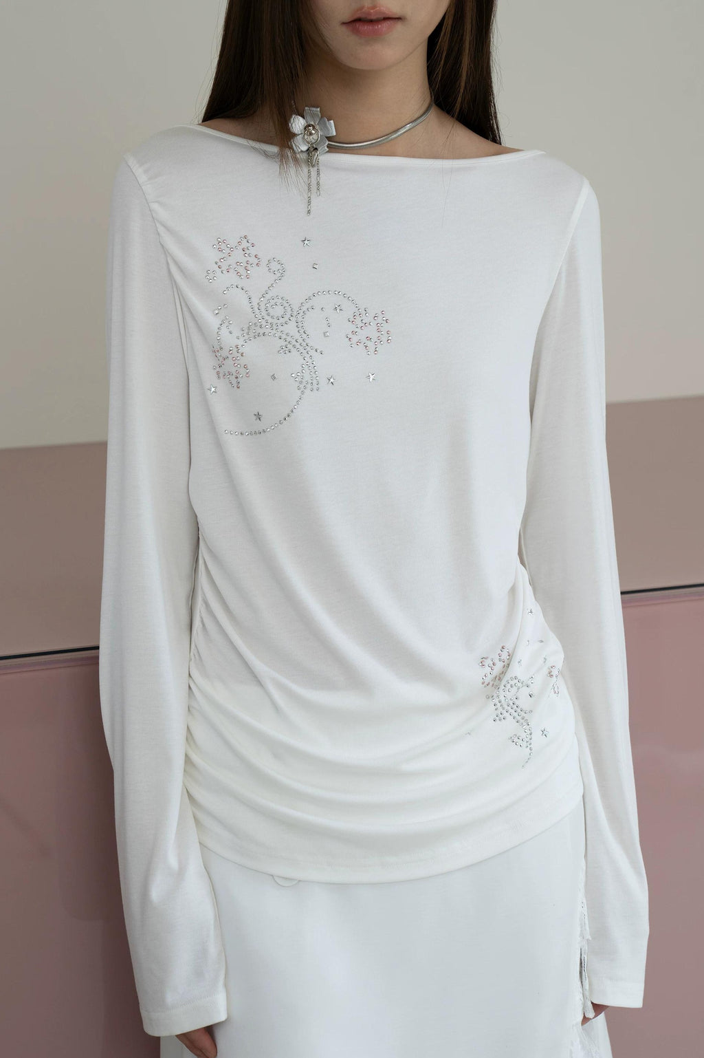 THELIGHT | PLEATED LONG SLEEVE TOP【ID:TN00110】