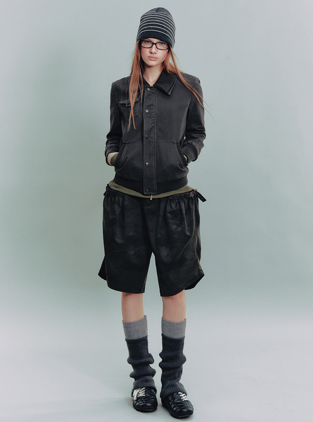 Grunge Camo Pleated Shorts
