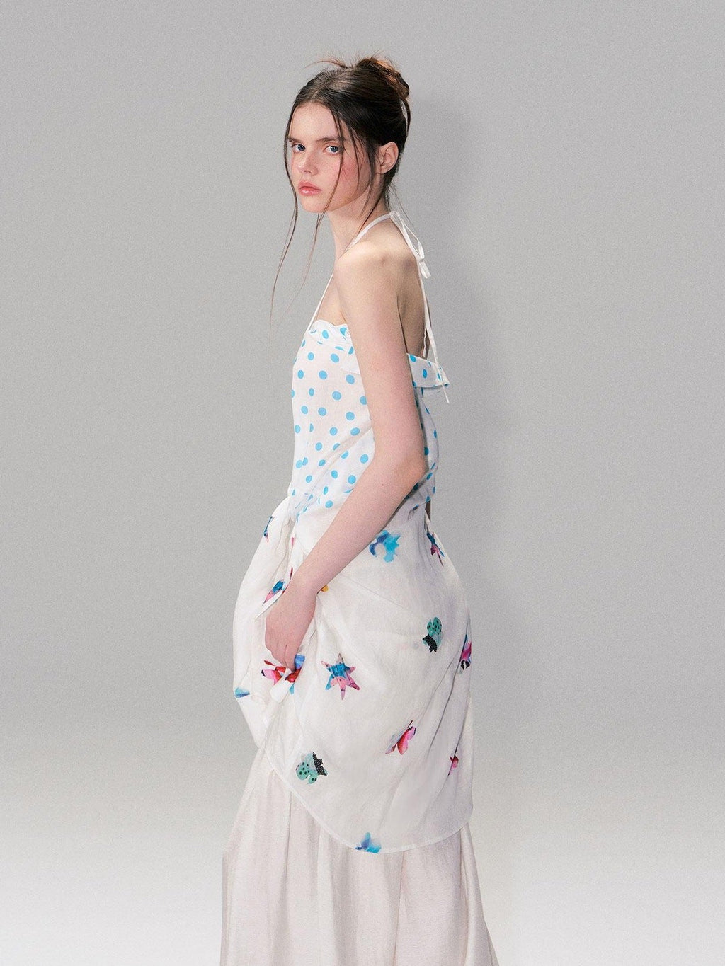 Soft Breathable Linen Blend Relaxed Drop Shoulder Polka Dot Long Sleeve Shirts