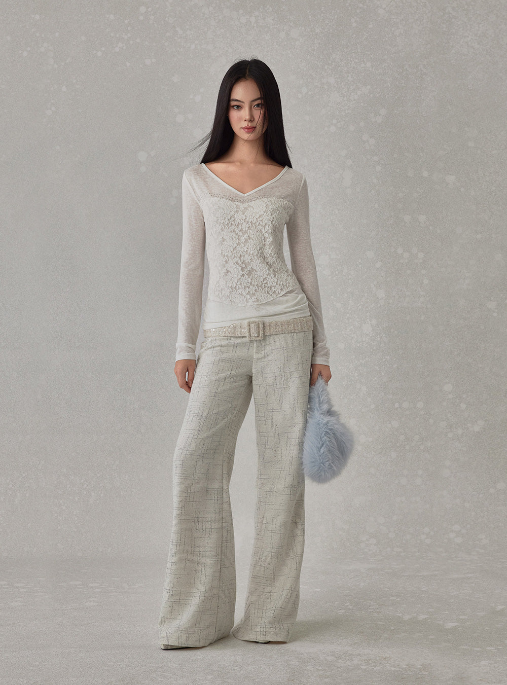 Lace Overlay V-Neck Layer Top