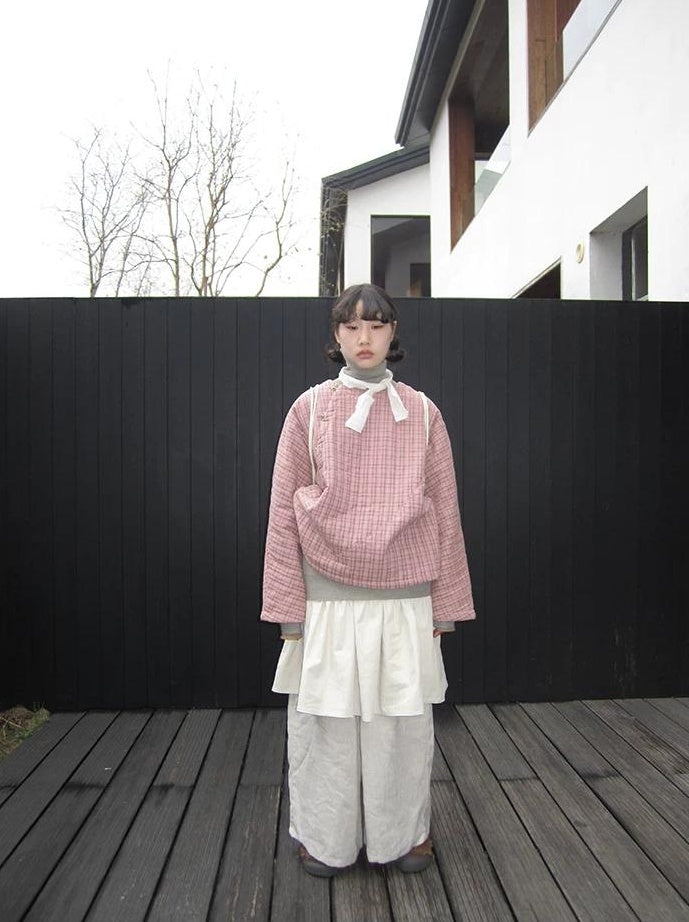 3months | PINK PLAID COTTON JACKET【ID:TN00034】