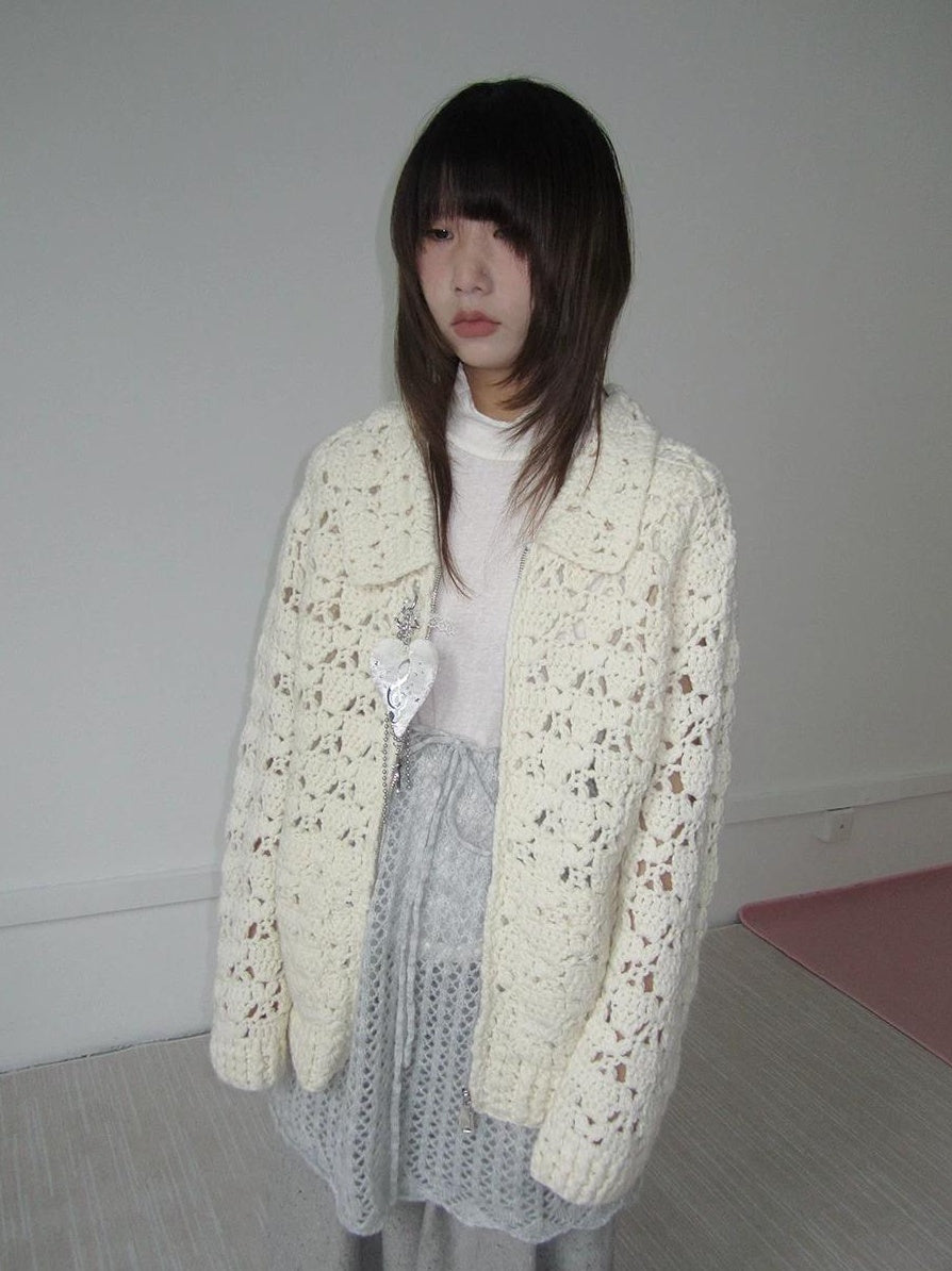 3months | HOLLOW ZIP KNITTED CARDIGAN【ID:TN00039】