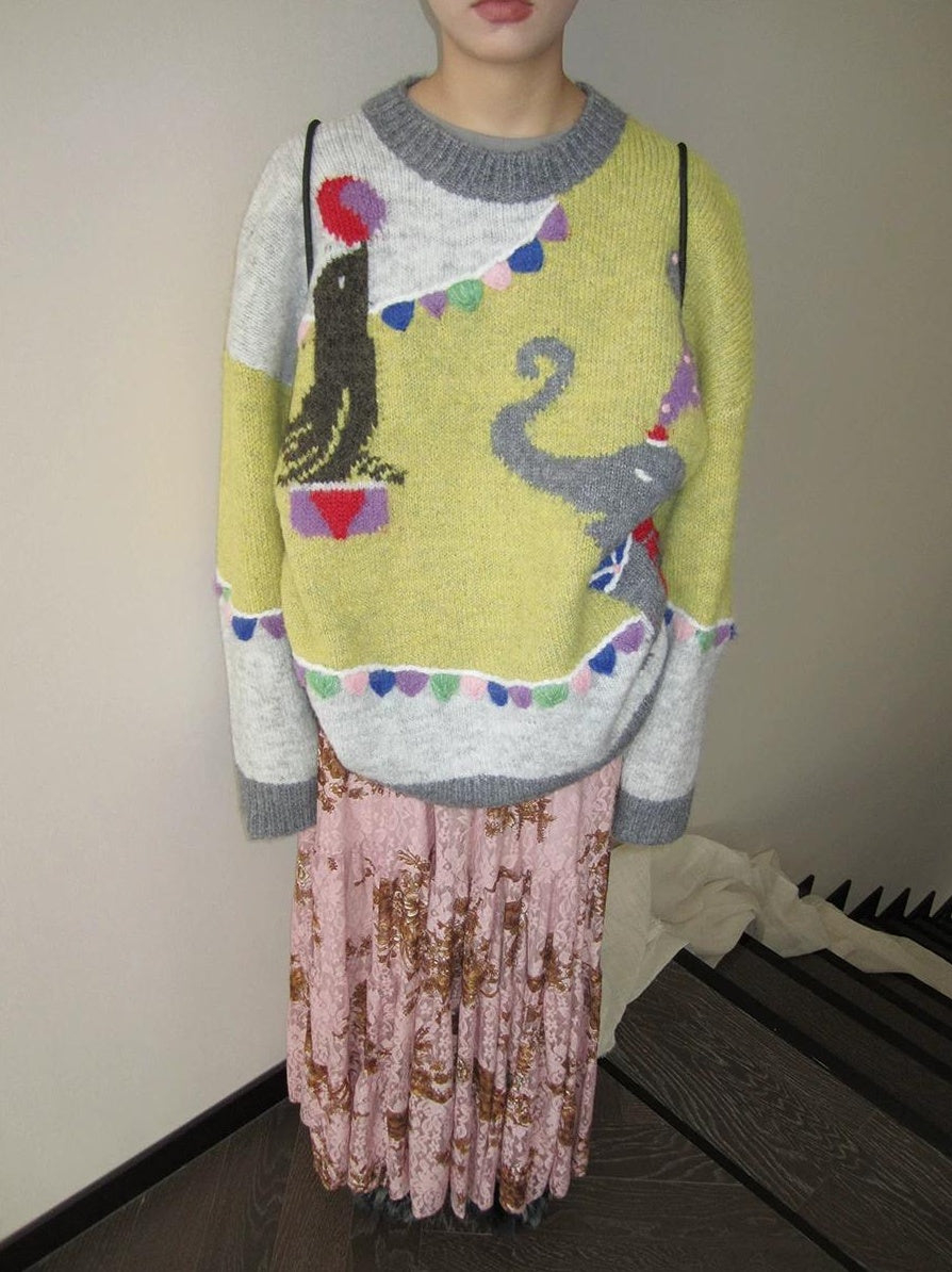 3months | RETRO FLOCKING PRINT SKIRT【ID:TN00047】