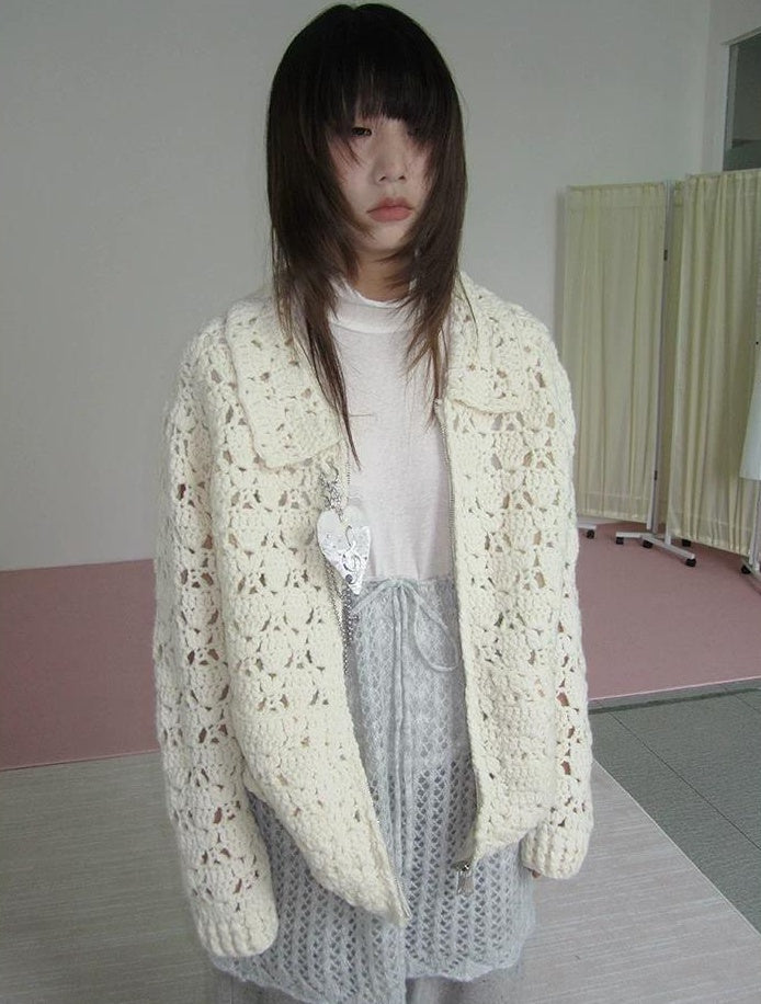 3months | HOLLOW ZIP KNITTED CARDIGAN【ID:TN00039】