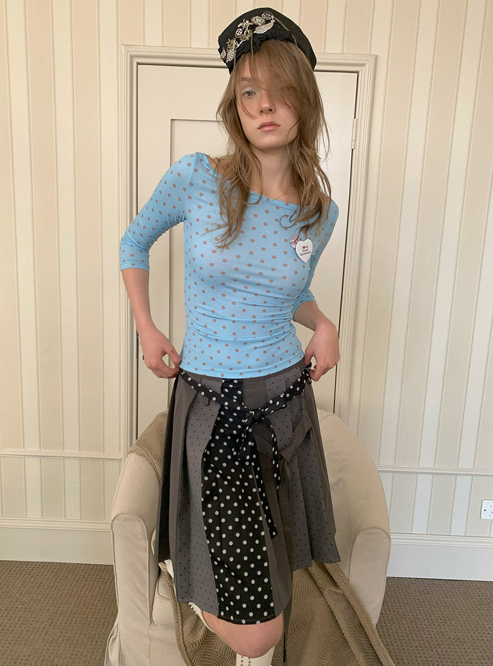 Blue Polka Breeze Slim Top