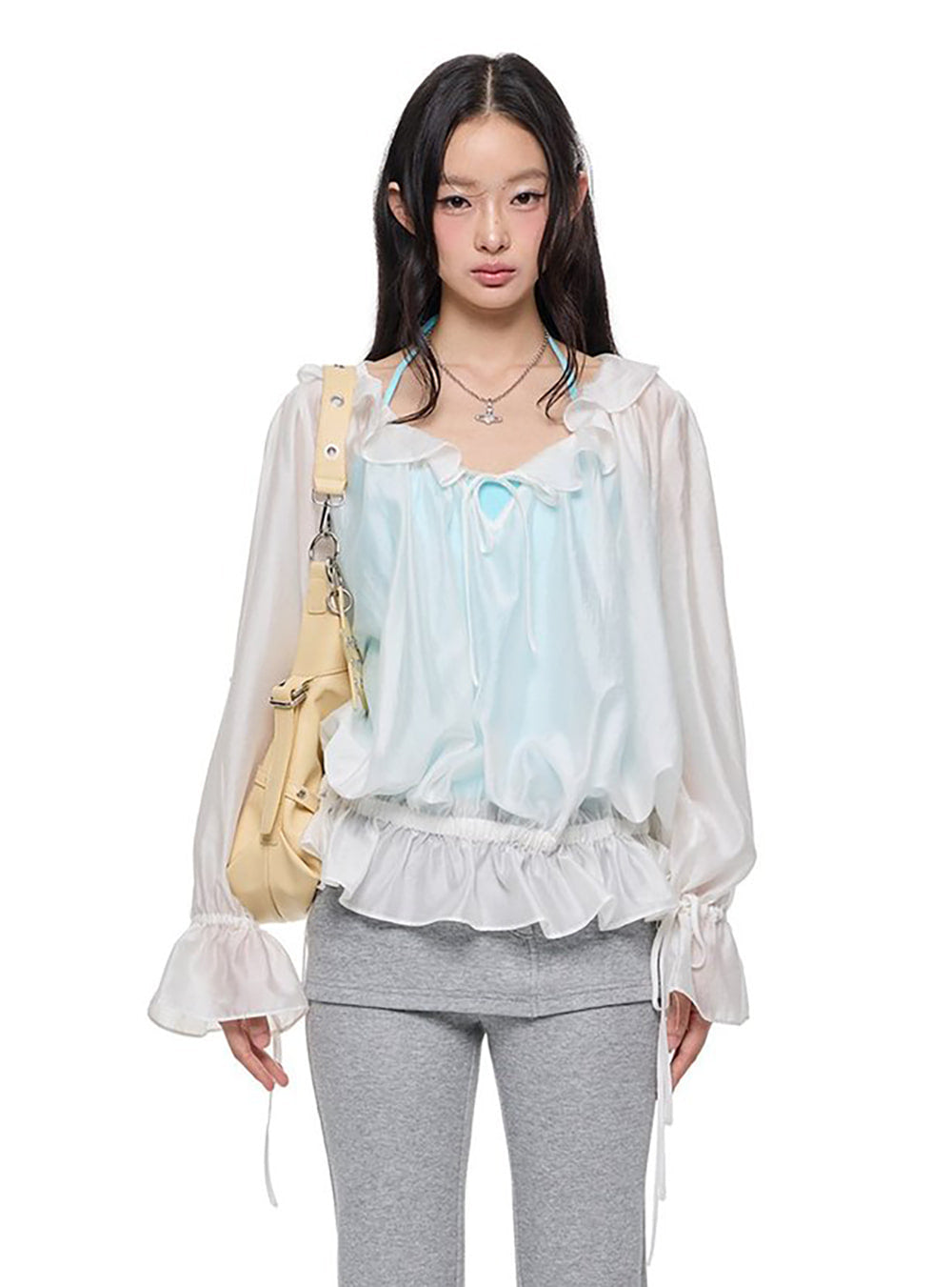 Ripple Shirred Lantern Top
