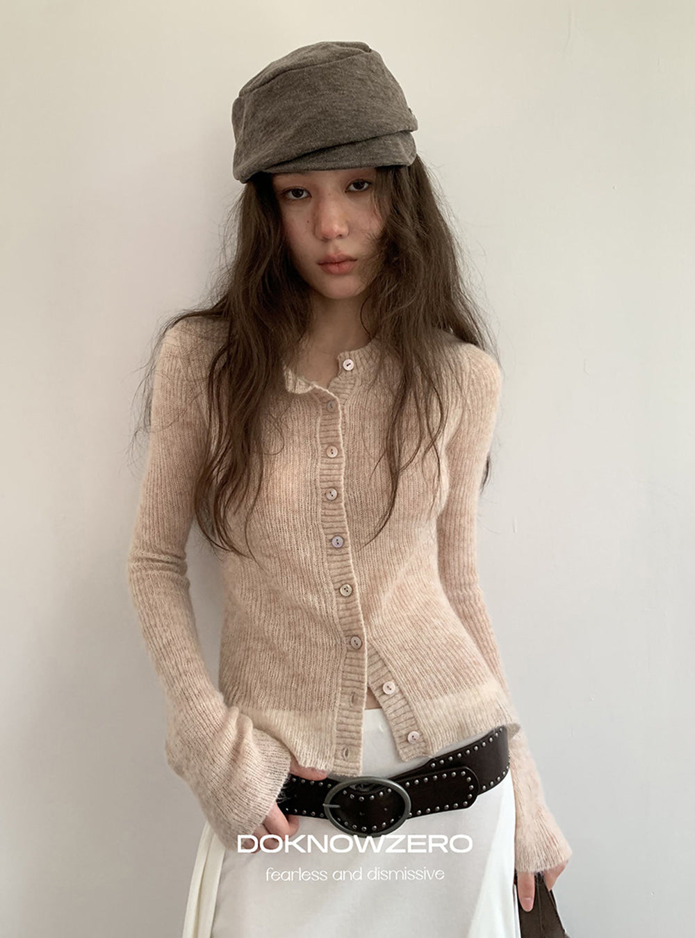 Alpaca Blend Rib Cardigan (2color)