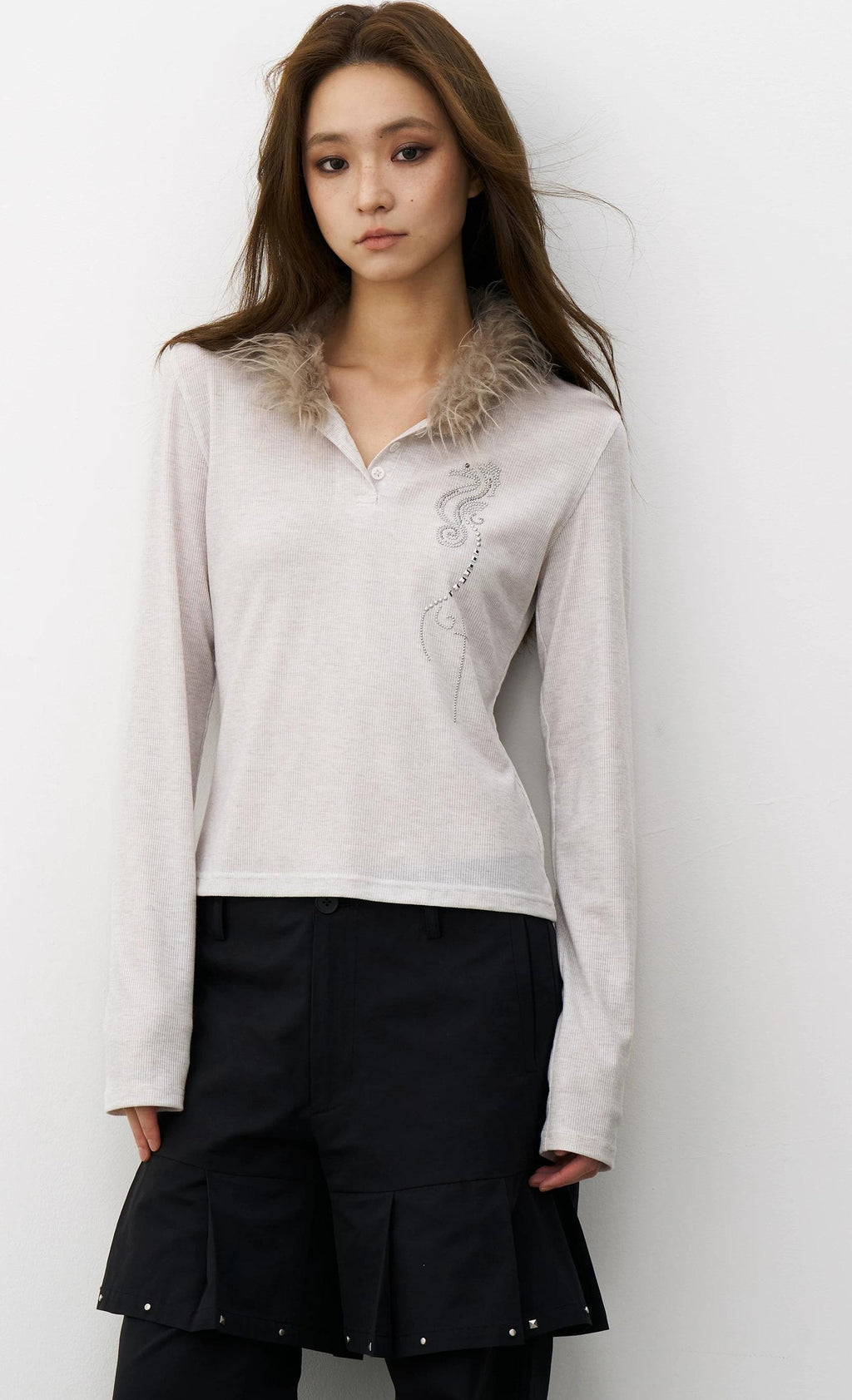 THELIGHT | VINTAGE HENLEY COLLAR TOP【ID:TN00103】