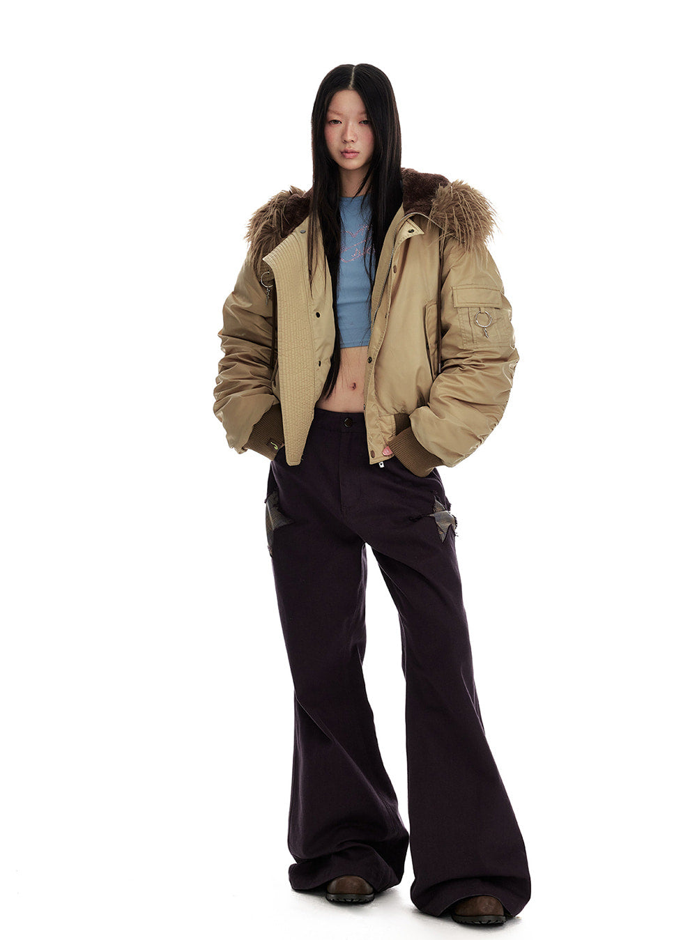 Aviator Fur Collar Down Jacket
