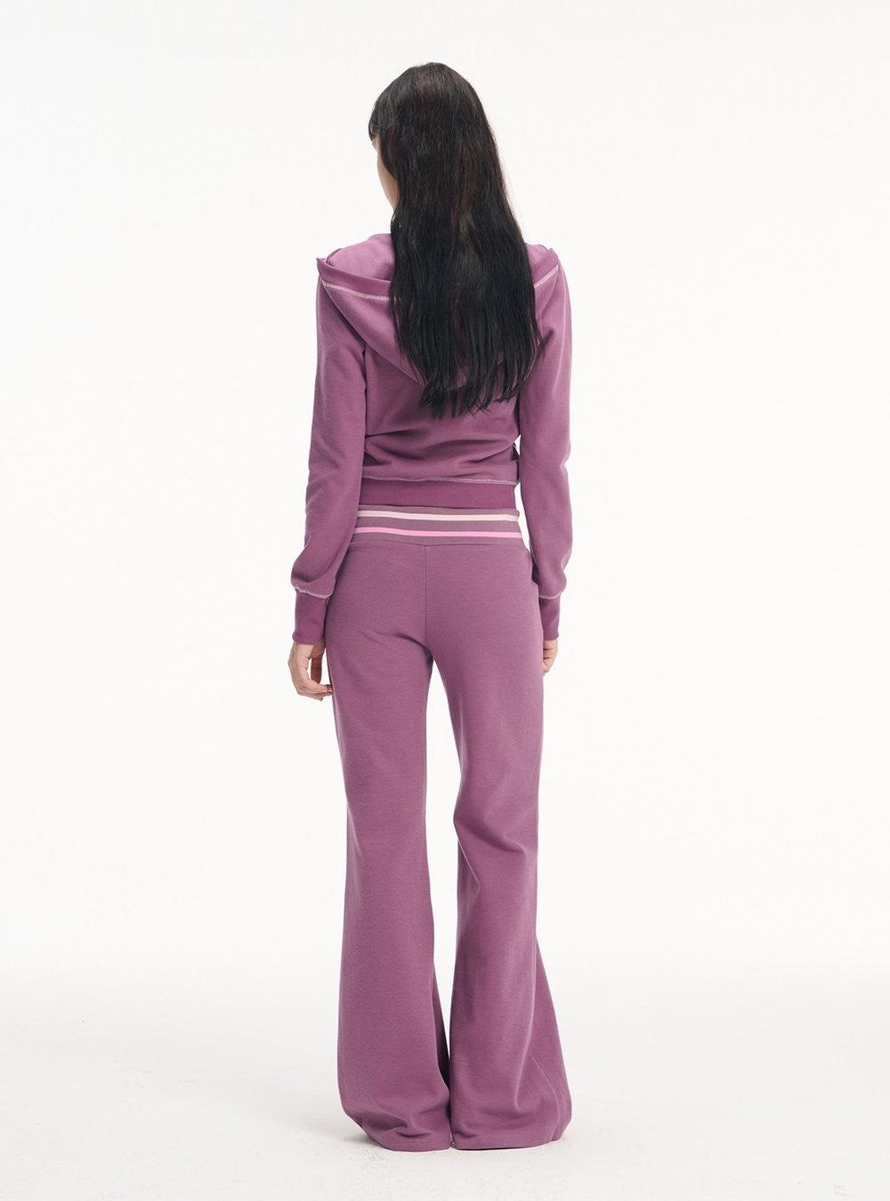 Contrast Hooded Zip-Up & Wide Pants (2color)