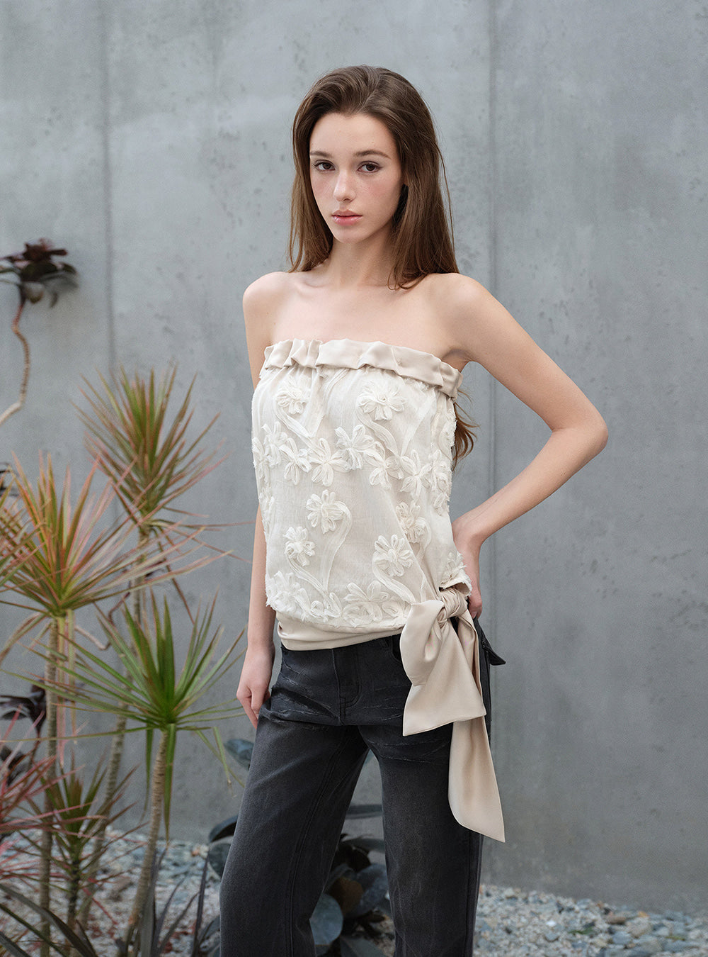 Silk Veil Bloom Strap Bandeau
