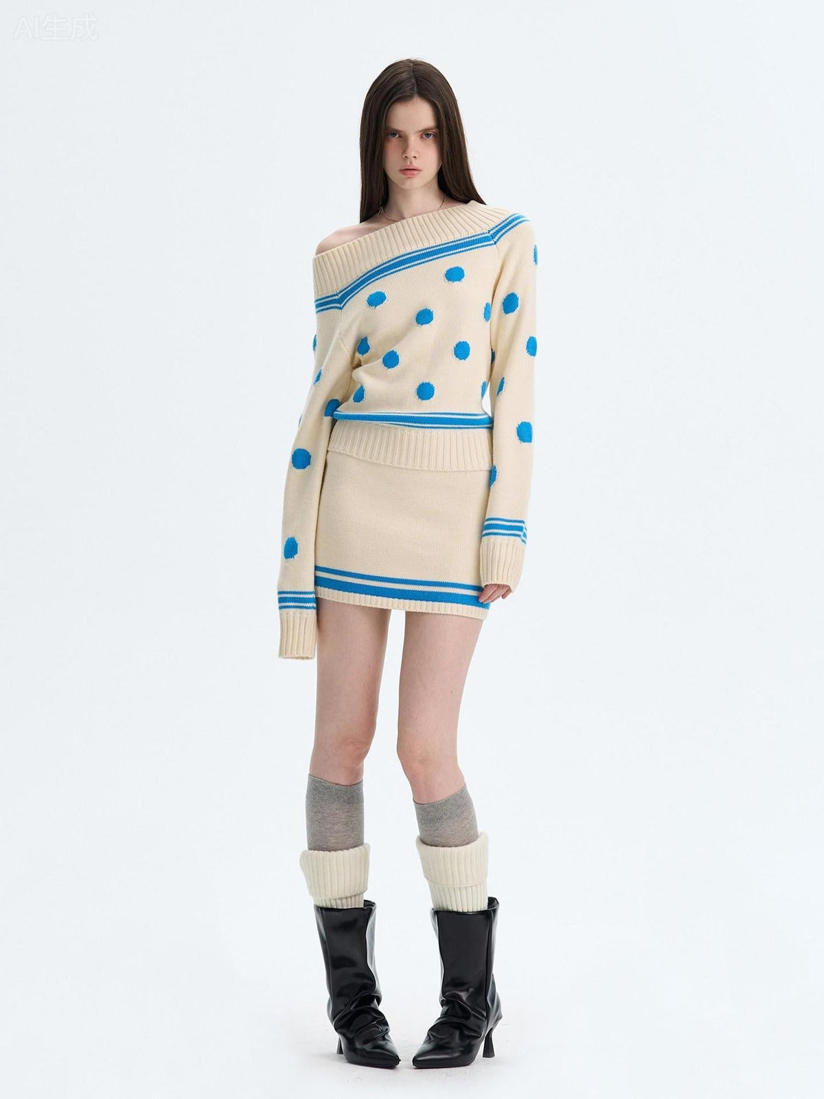 Soft Wool Blend Colorblock Vintage Slim Fit Long Sleeve Women Knit Sweaters