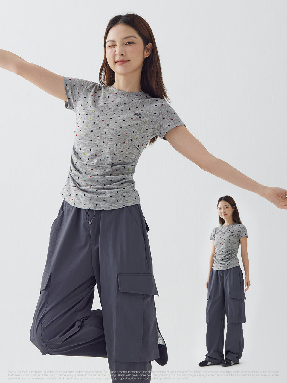 CryingCenter Dot Shirring Short Sleeve