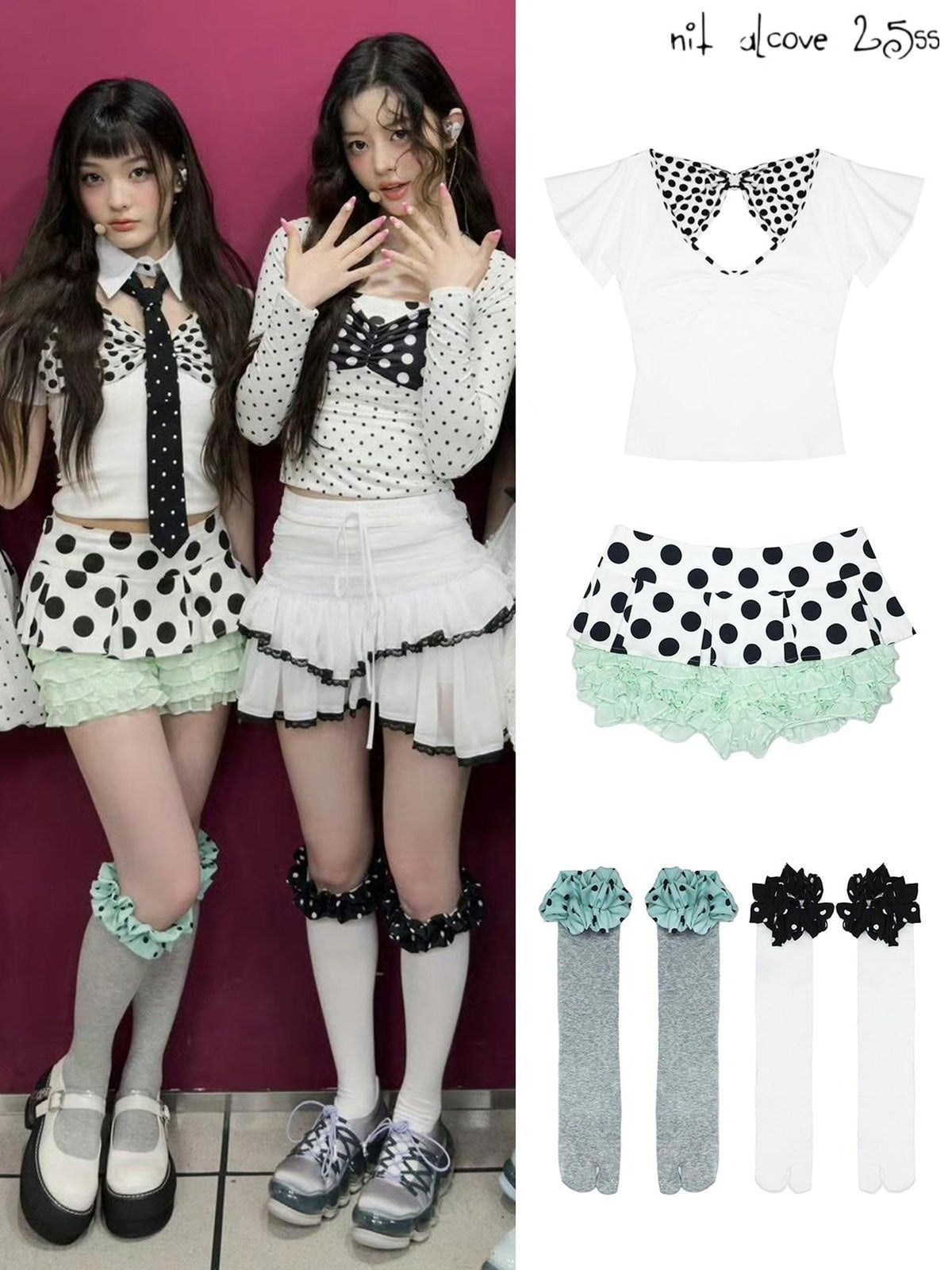 Bow Detail Slim V-neck Cotton Polka Dot Commuter Women Basic Crop Tops