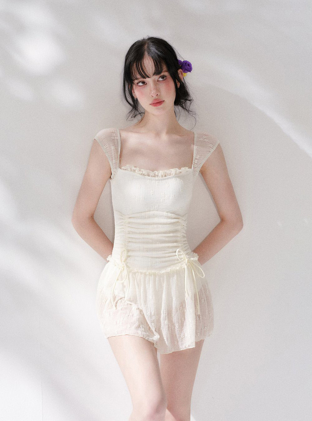 Pure Lace Shirring Swimdress