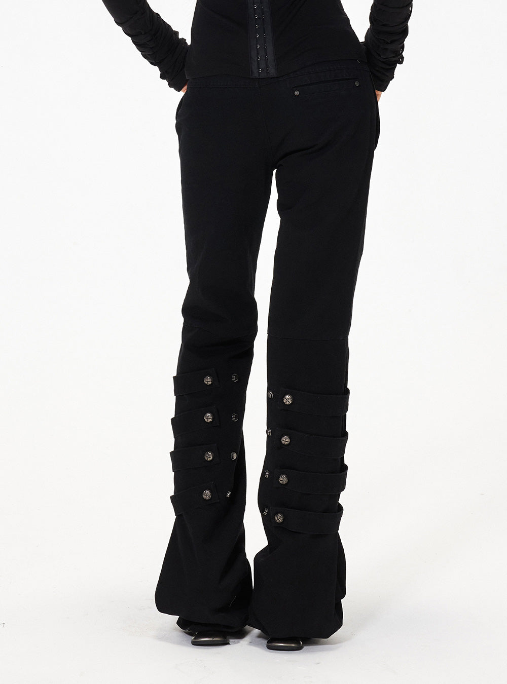 Black Venom Strap-Stack Pants