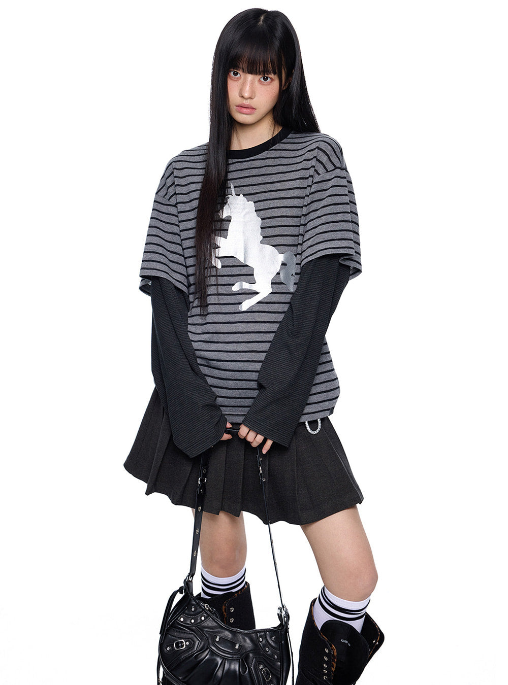 Striped Layered Print Top