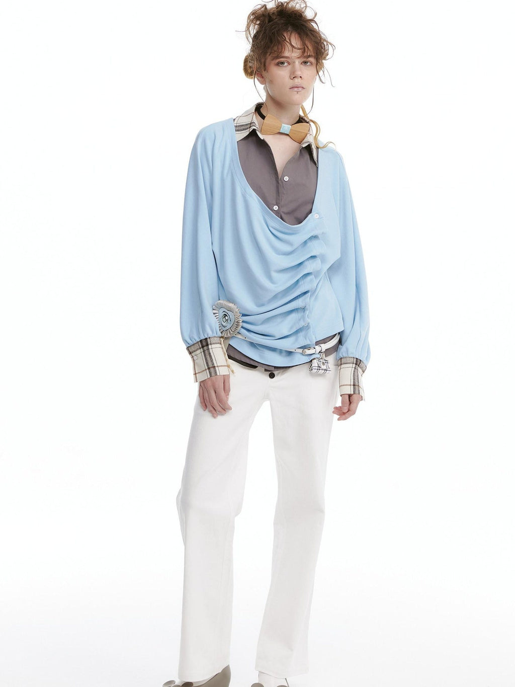 Soft Stretch Cotton Blend Casual Relaxed Mandarin Collar Unisex Blouses