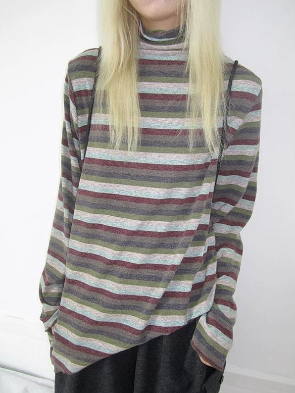 3months | HIGH NECK STRIPED TOP【ID:TN00052】