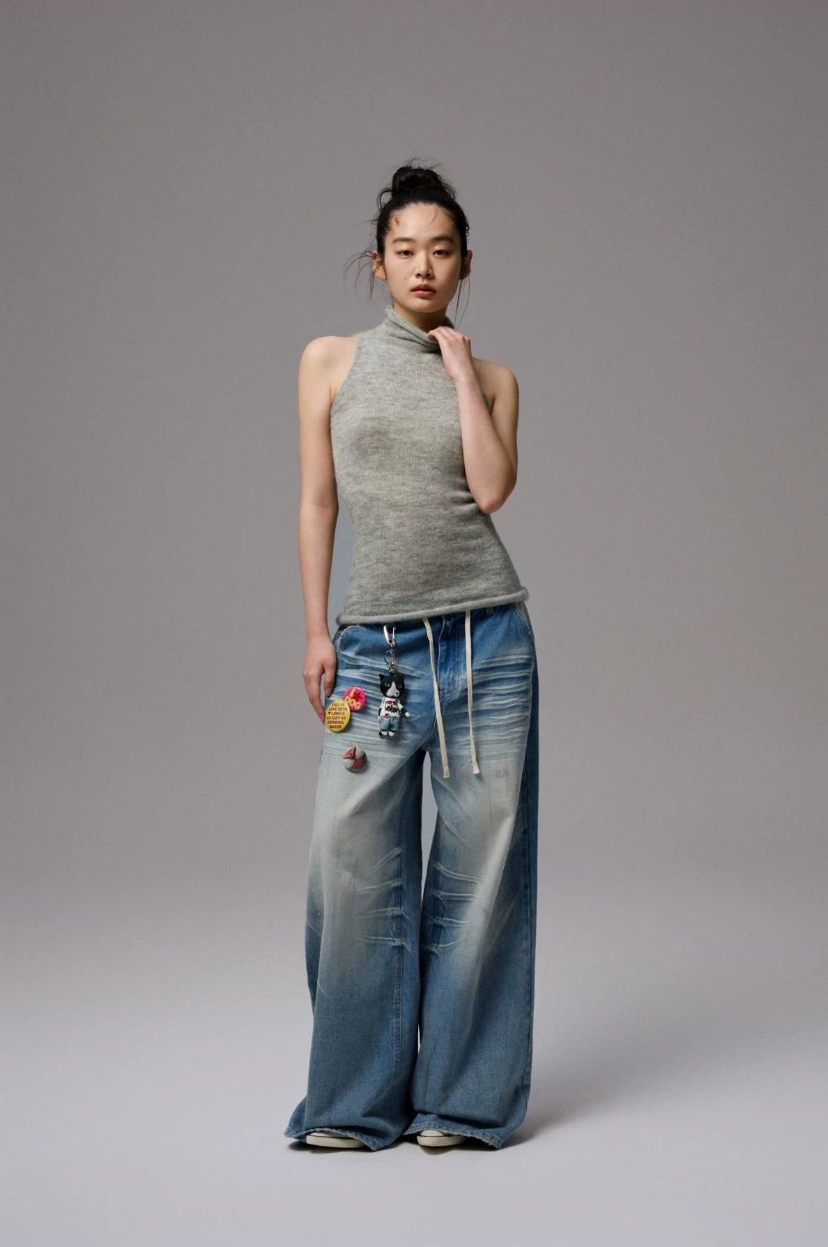 1JINN STUDIO | HIGH NECK MOHAIR KNIT TOP【ID:TN00069】