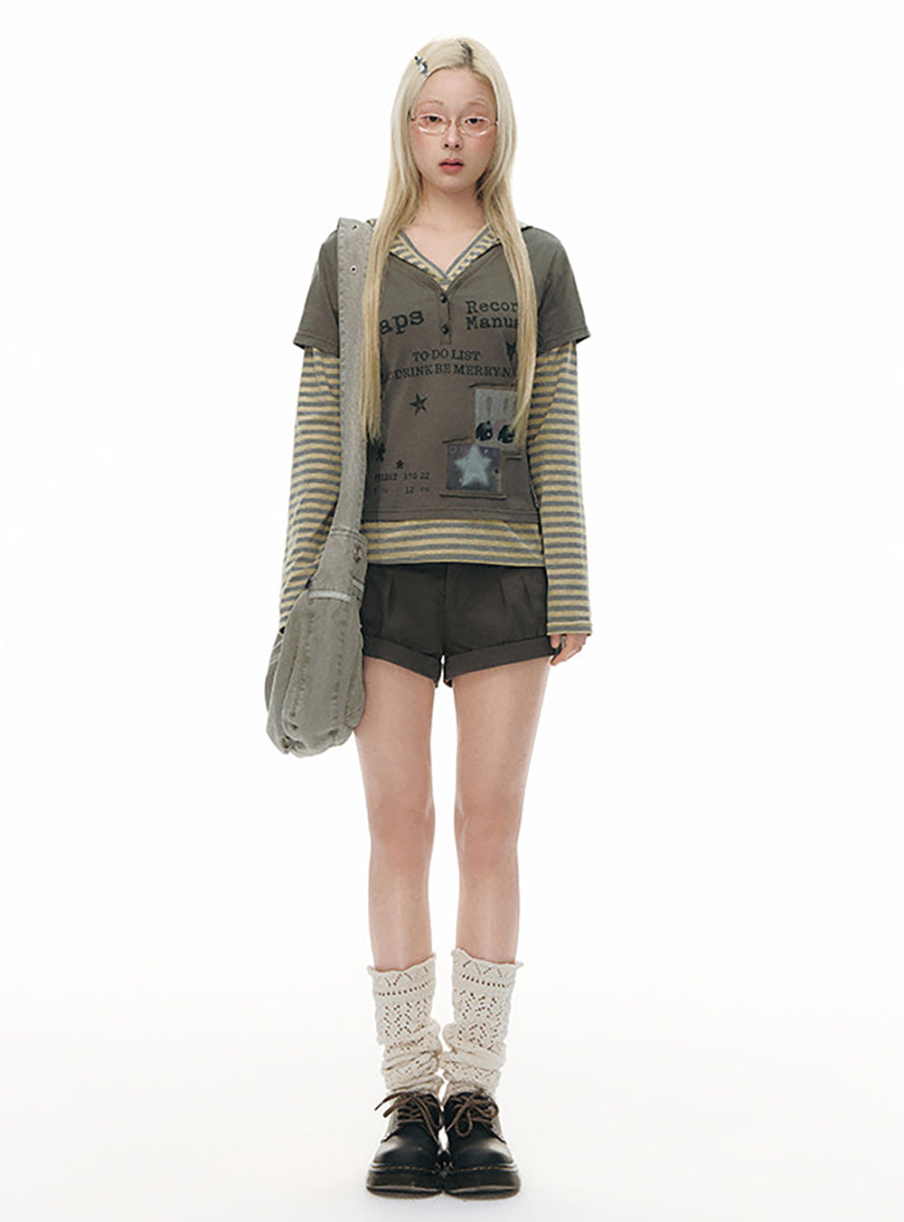 Khaki Green Pleated Low Shorts