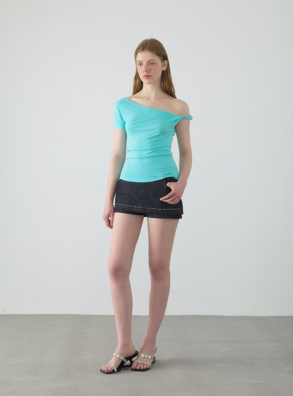 Spiral Stitch Denim Skirt