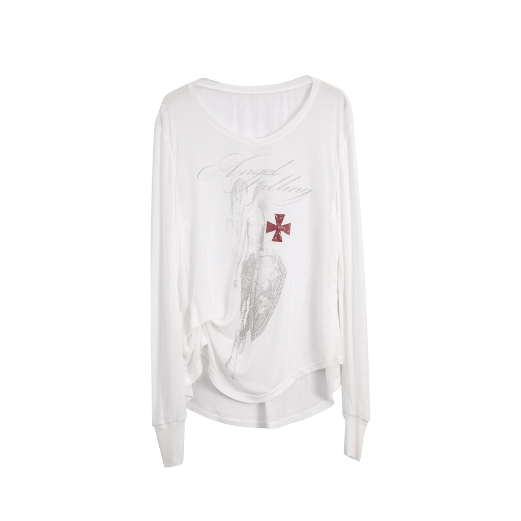 Angel Irregular Punk Print Women'S Lyocell Long Sleeve T-Shirts
