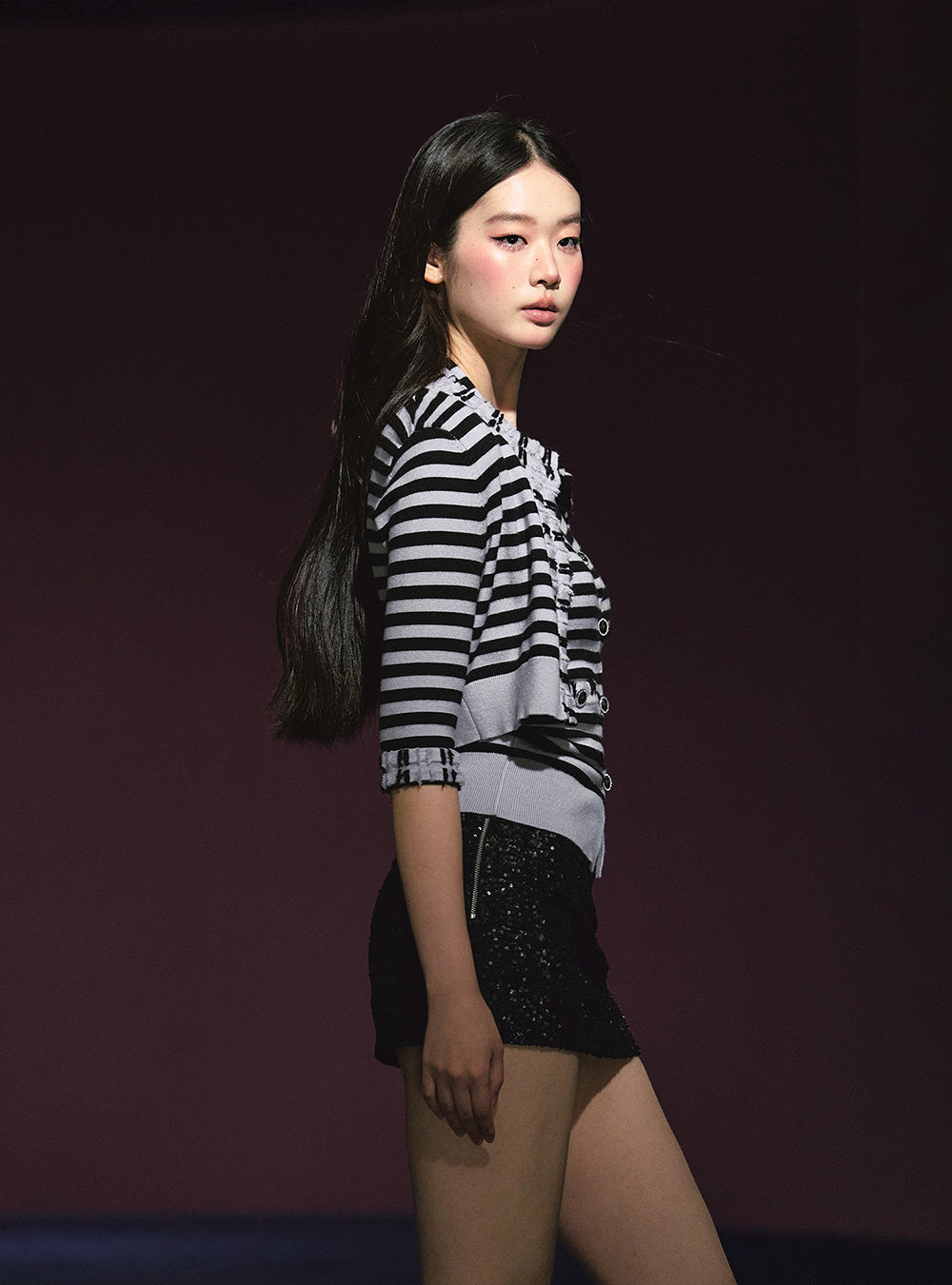 Stripe Halter Top & Mid-Sleeve Cardigan (2color)