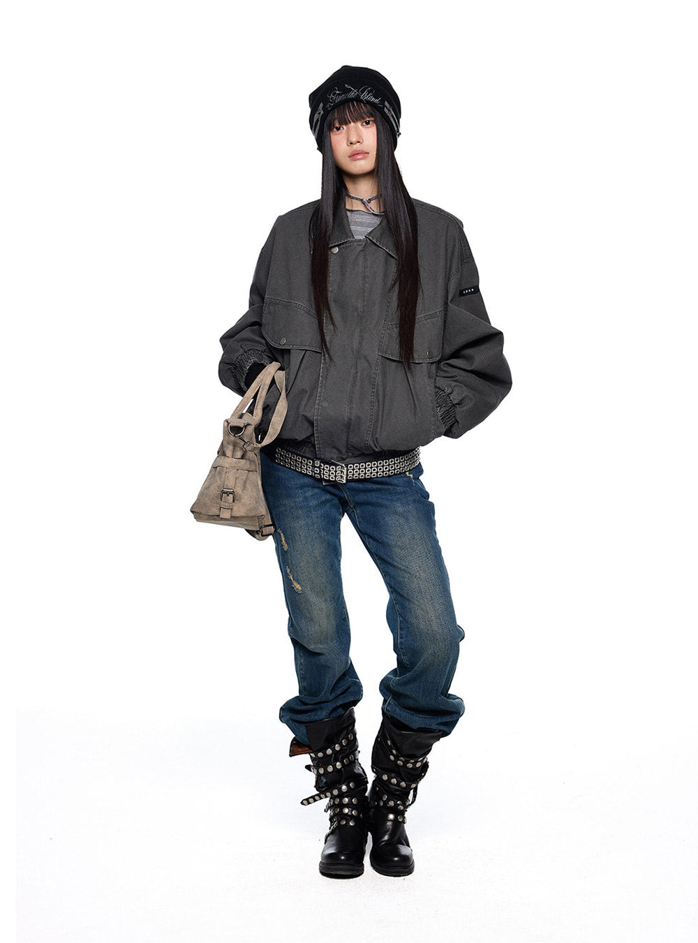 Multi Panel Distressed Flare Denim Pants