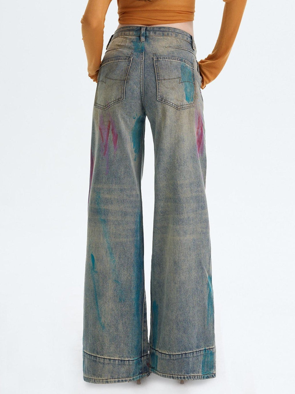 Washed Blue Button Fly Mid Rise Slight Stretch Sexy Straight Leg Jeans