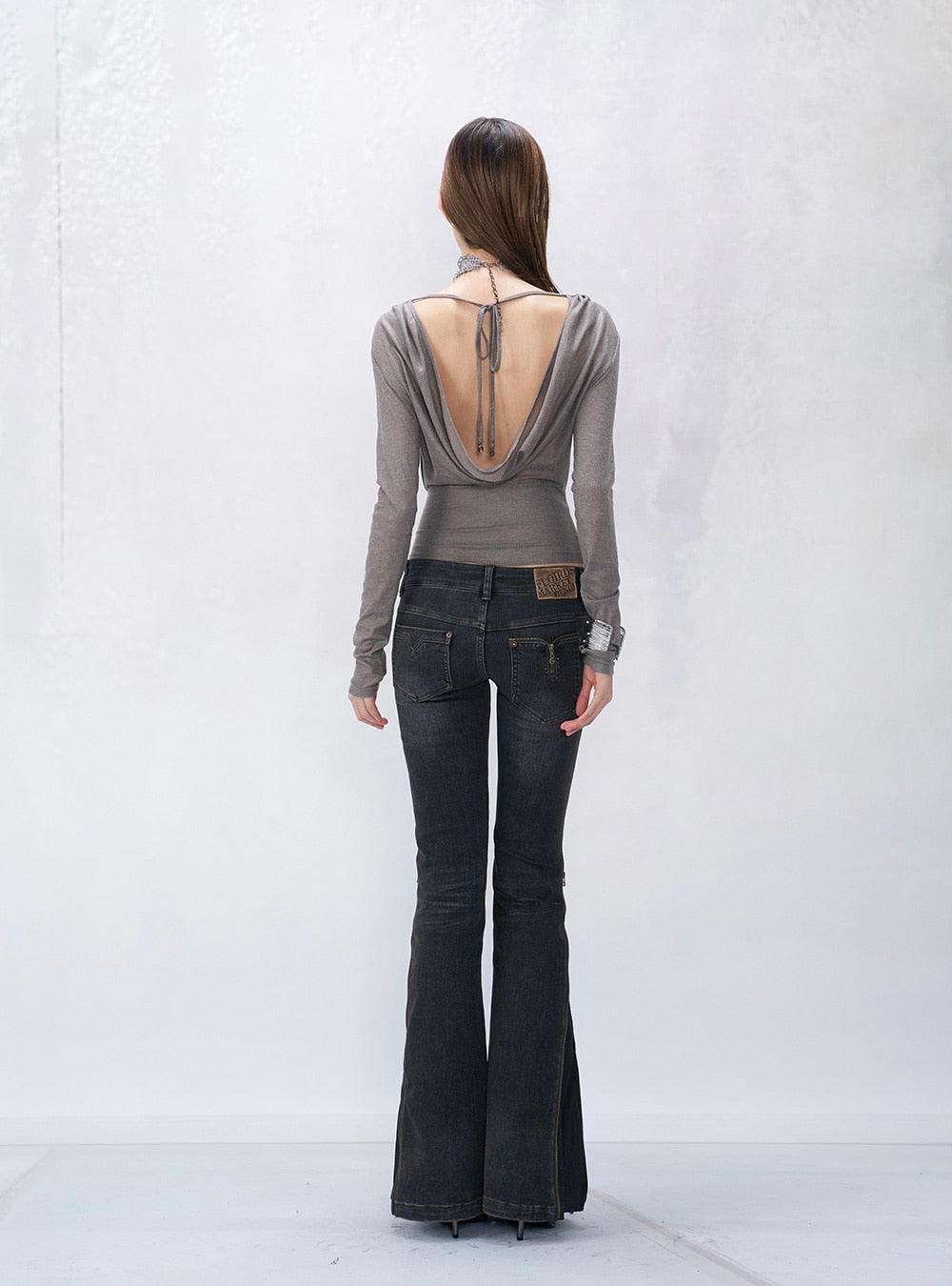 Shadow Backless Long Sleeve Top