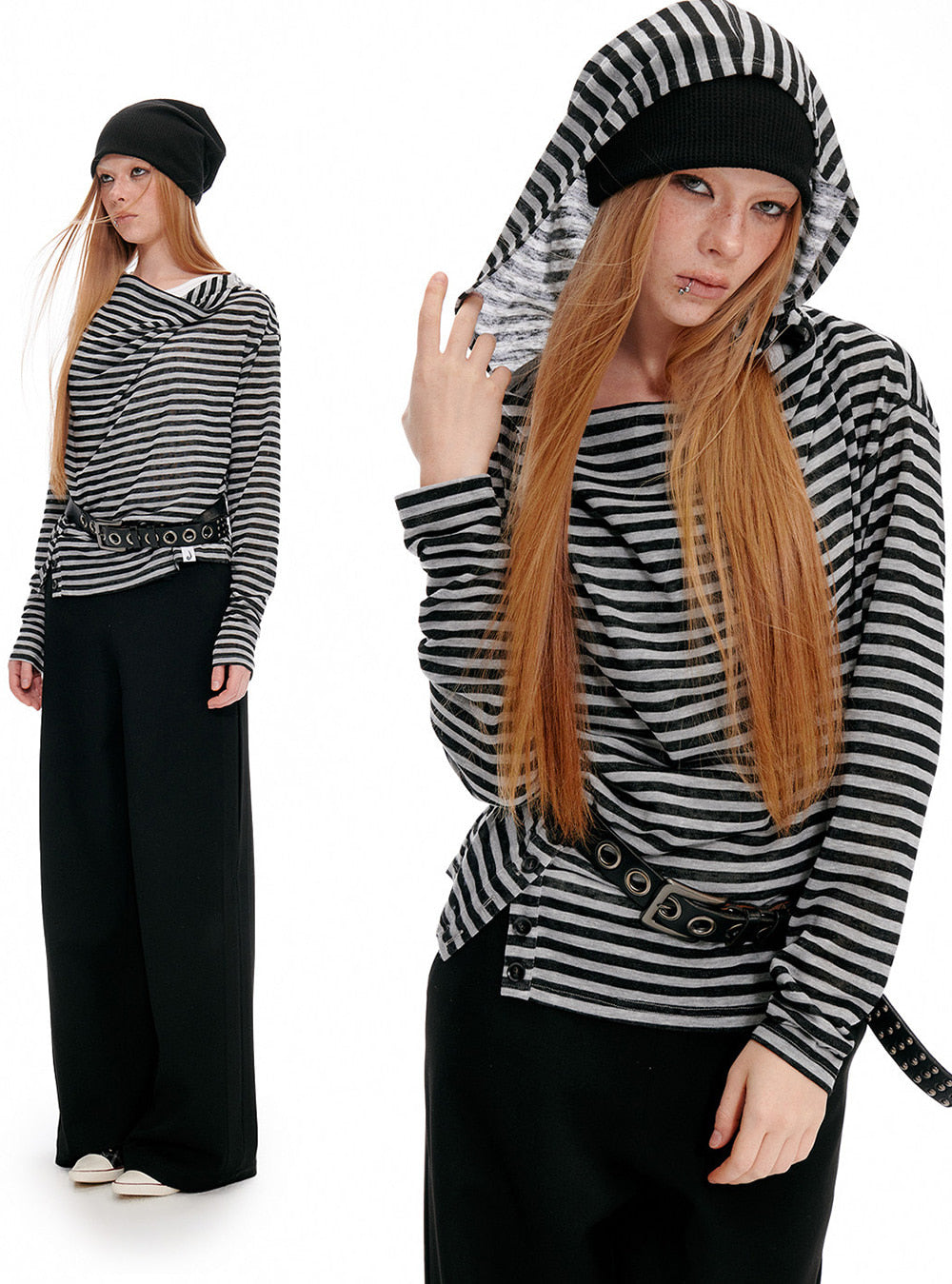 Lazy Sailor Draped Top (2color)